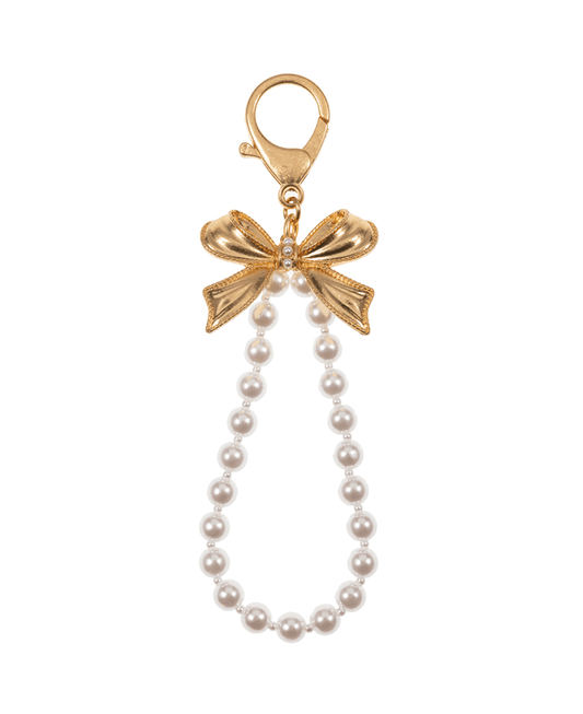Bow w/ Cream Pearl Bag Key Chain