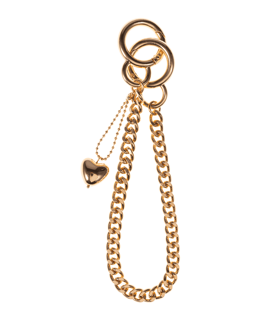 Metal Chain w/ Heart Bag Charm & Key Chain