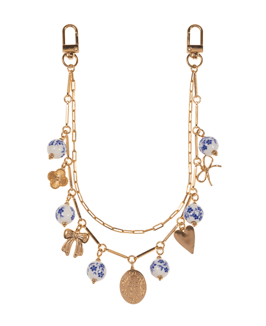 Multi Metal Charm w/ Ceramic Beads Swag Bag Charm - 15"