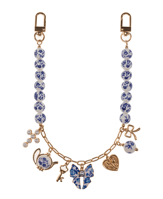 Multi Metal Charm w/ Ceramic Beads Swag Bag Charm - 15"