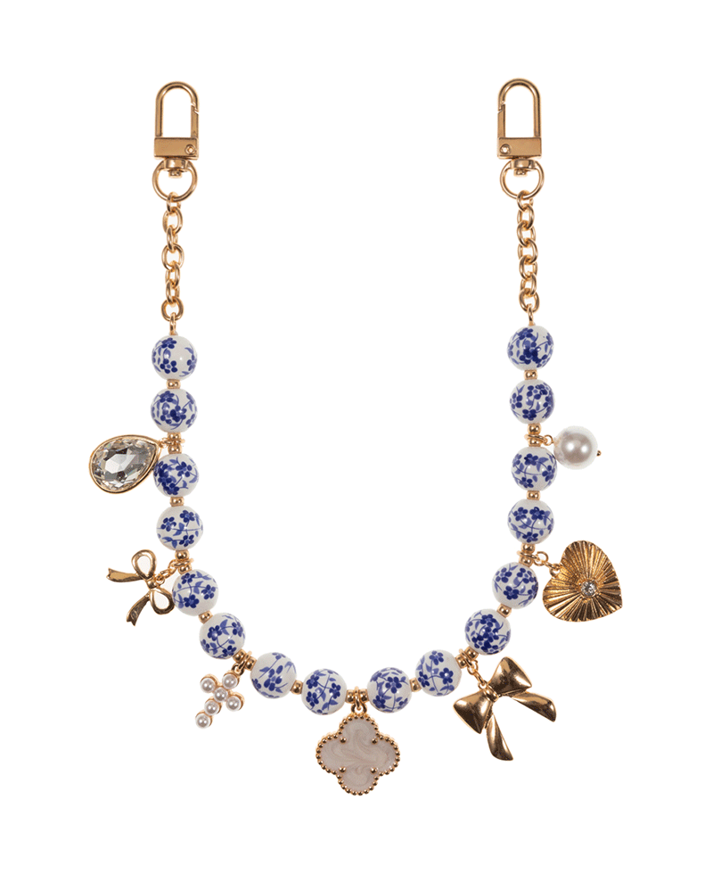 Multi Metal Charm w/ Ceramic Beads Swag Bag Charm - 15"