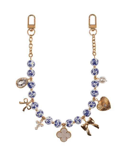 Multi Metal Charm w/ Ceramic Beads Swag Bag Charm - 15"