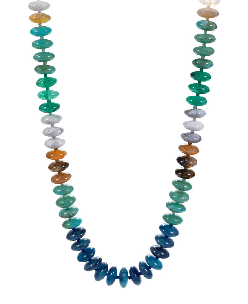 Oval Disk Resin Beads Ombre Mixed Short Necklace - 17"