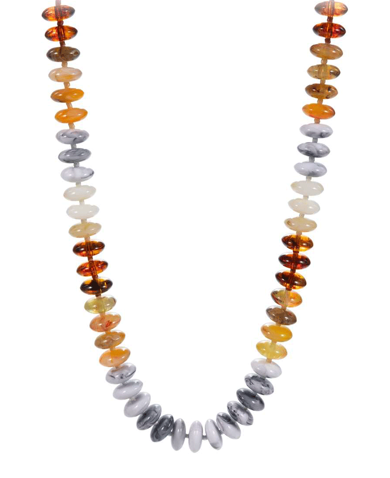 Oval Disk Resin Beads Ombre Mixed Short Necklace - 17"