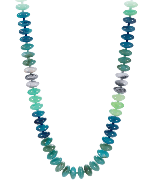 Oval Disk Resin Beads Ombre Mixed Short Necklace - 17"