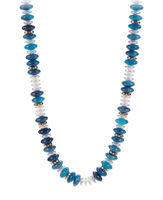 Oval Disk Resin Beads Ombre Short Necklace - 17"