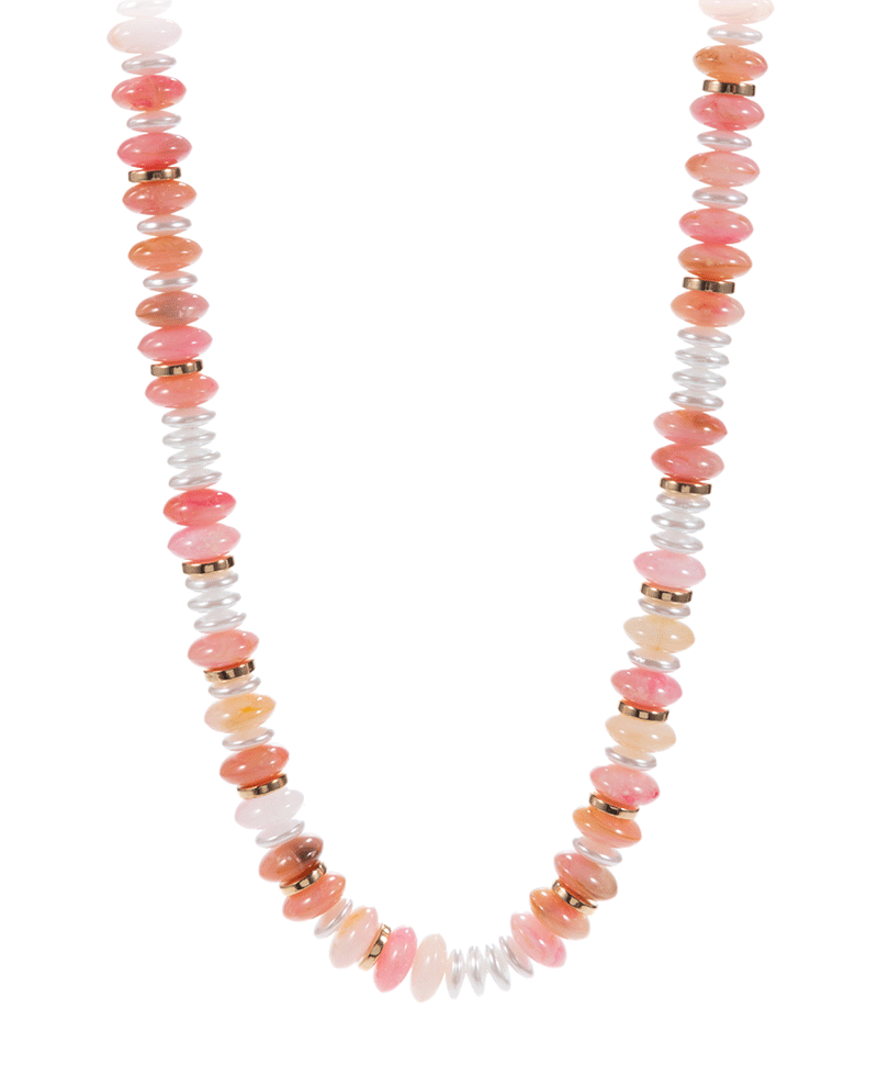 Oval Disk Resin Beads Ombre Short Necklace - 17"