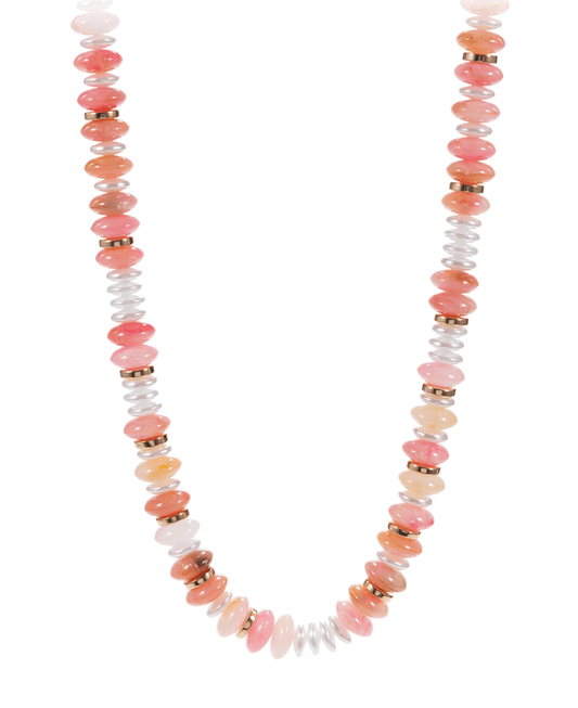 Oval Disk Resin Beads Ombre Short Necklace - 17"
