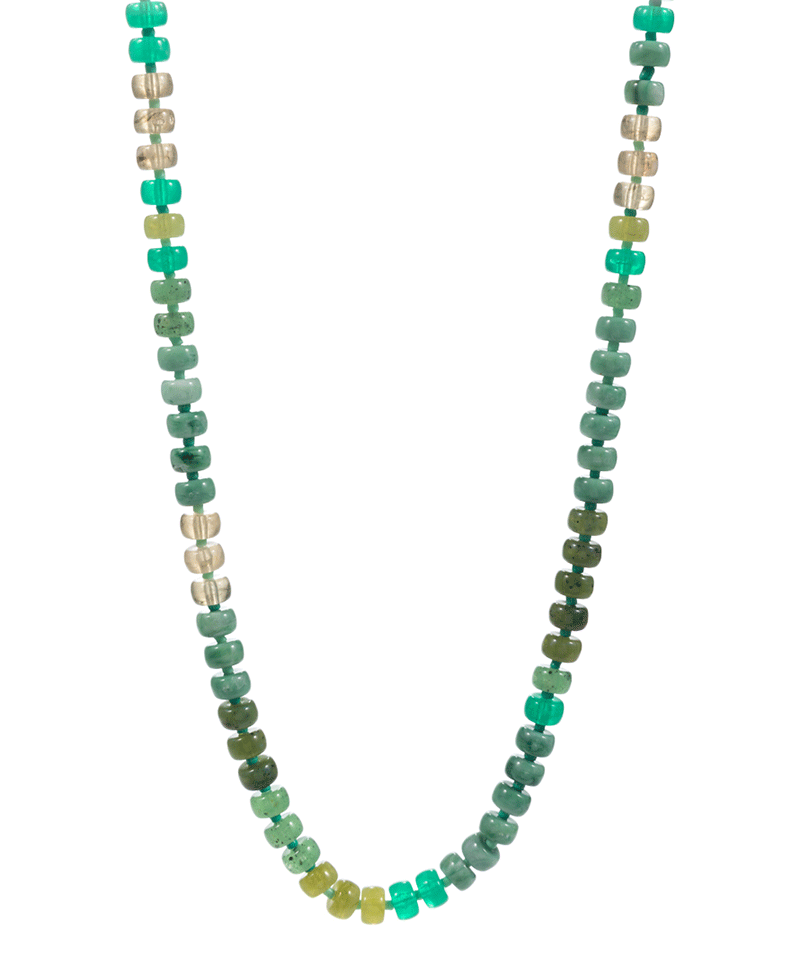Flat Round Resin Beads Ombre Mixed Short Necklace - 17"