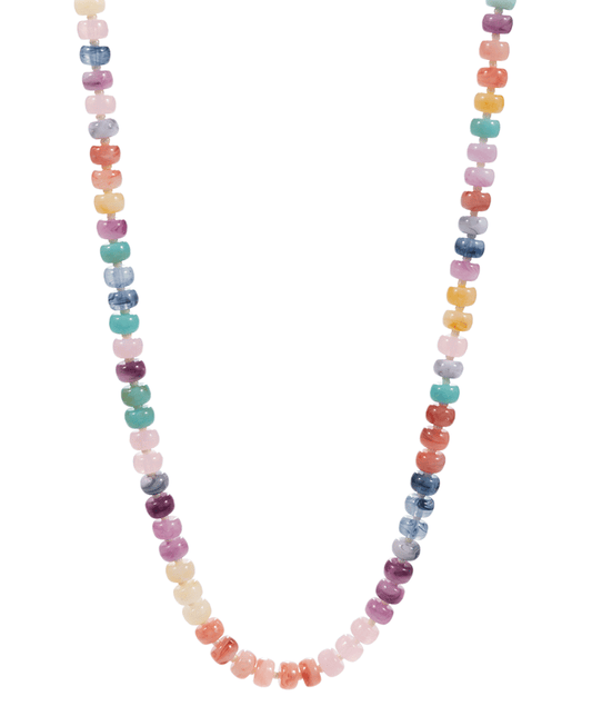 Flat Round Resin Beads Ombre Mixed Short Necklace - 17"