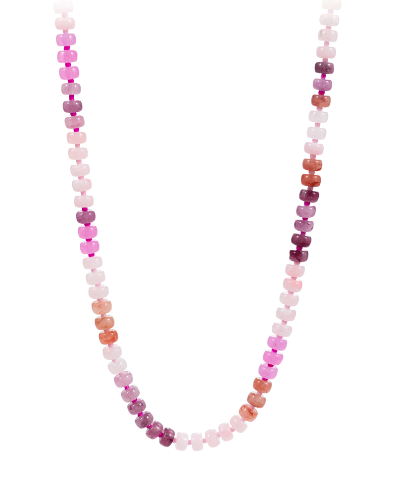 Flat Round Resin Beads Ombre Mixed Short Necklace - 17"