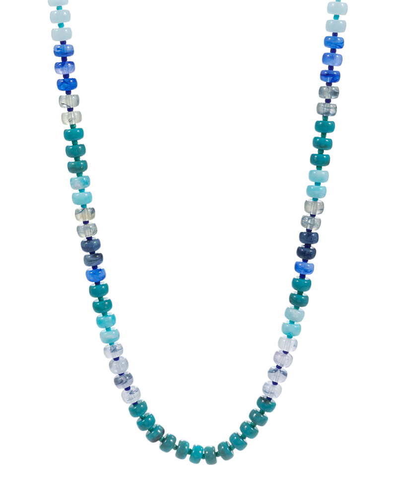 Flat Round Resin Beads Ombre Mixed Short Necklace - 17"