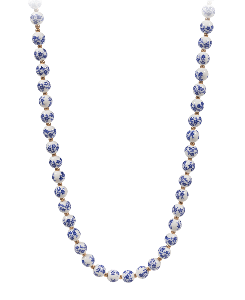 Round Ceramic Beaded Short Necklace - 17"