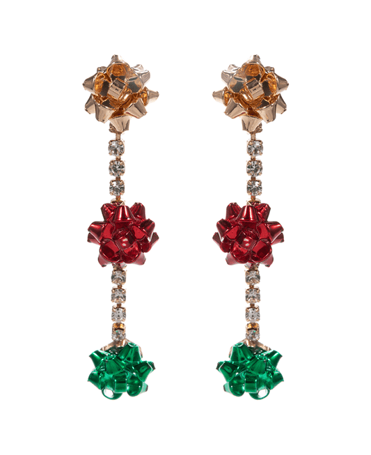 Bow w/ Rhinestone Chain Hypo Titanium Earring - 2.0"