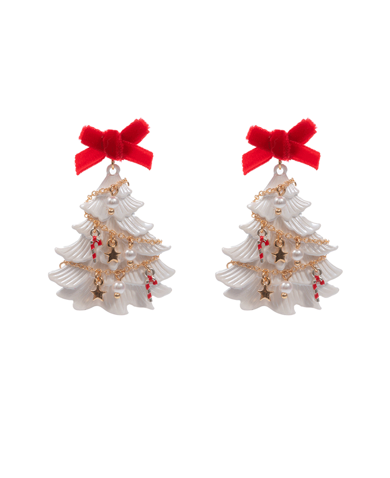 Christmas Tree Color Coated Metal Casting Earring - 2.0"
