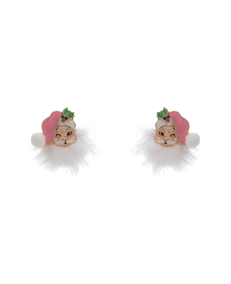 Santa Claus Enamel w/ Pur Hypo Post Earring - 1.5"