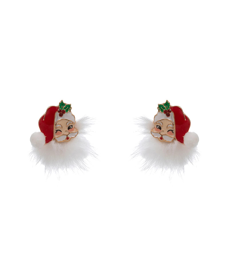 Santa Claus Enamel w/ Pur Hypo Post Earring - 1.5"