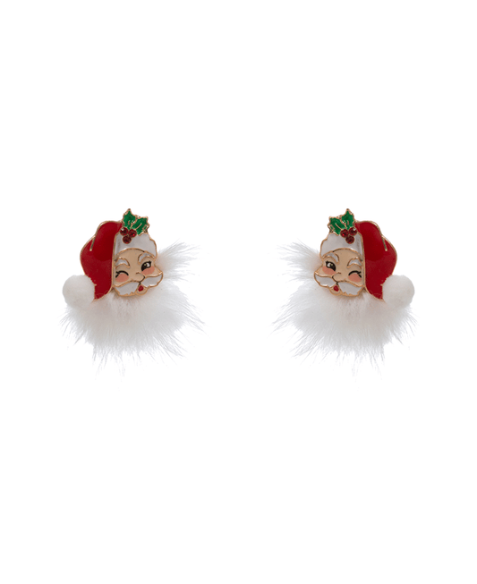 Santa Claus Enamel w/ Pur Hypo Post Earring - 1.5"