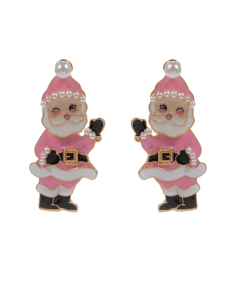 Santa Claus Enameled Hypo Titanium Post Earring - 2.0"