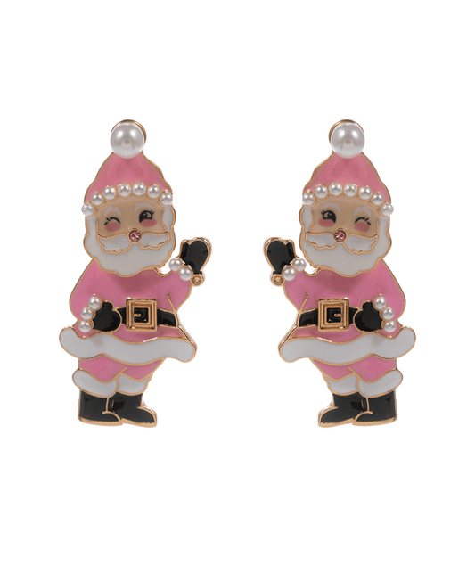 Santa Claus Enameled Hypo Titanium Post Earring - 2.0"