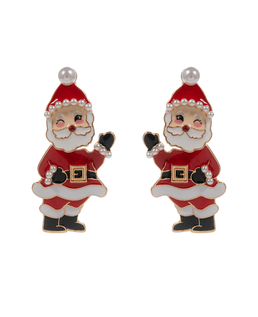 Santa Claus Enameled Hypo Titanium Post Earring - 2.0"