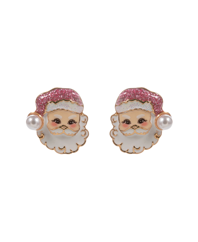 Santa Claus Enamel Hypo Titanium Post Earring - 0.85"
