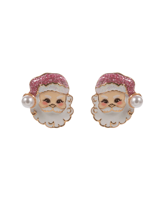 Santa Claus Enamel Hypo Titanium Post Earring - 0.85"