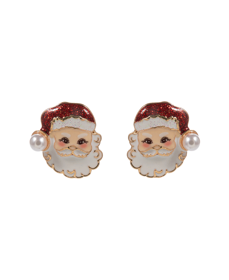 Santa Claus Enamel Hypo Titanium Post Earring - 0.85"