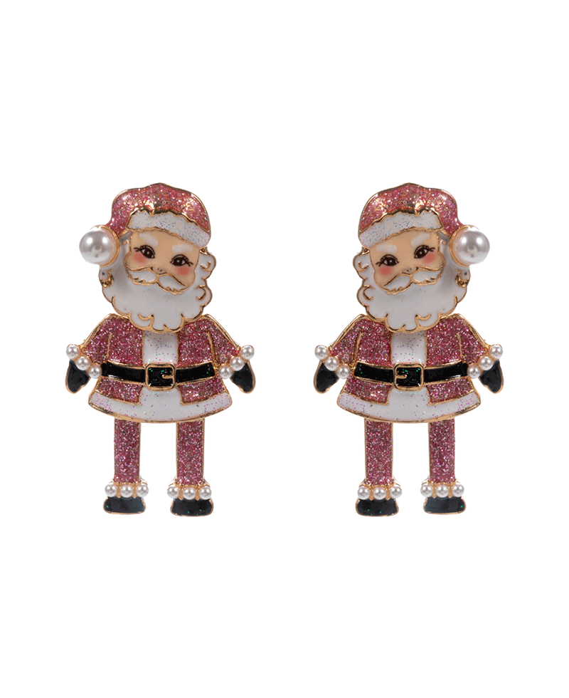 Santa Claus Enamel Hypo Titanium Post Earring - 2.0"