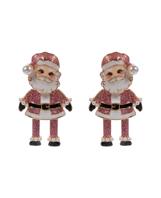 Santa Claus Enamel Hypo Titanium Post Earring - 2.0"