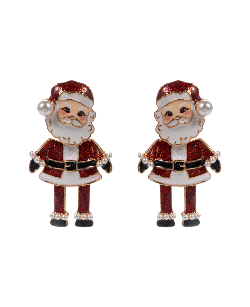 Santa Claus Enamel Hypo Titanium Post Earring - 2.0"