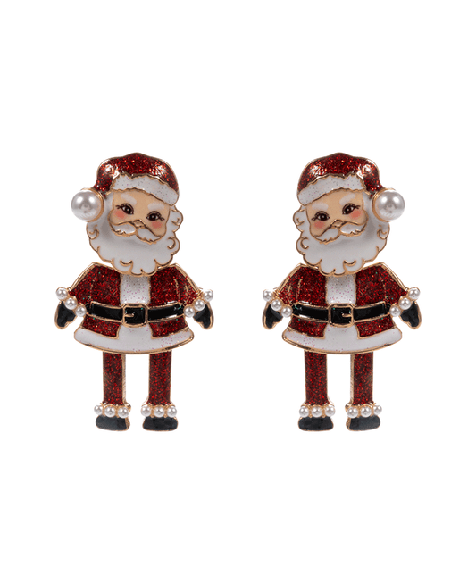 Santa Claus Enamel Hypo Titanium Post Earring - 2.0"
