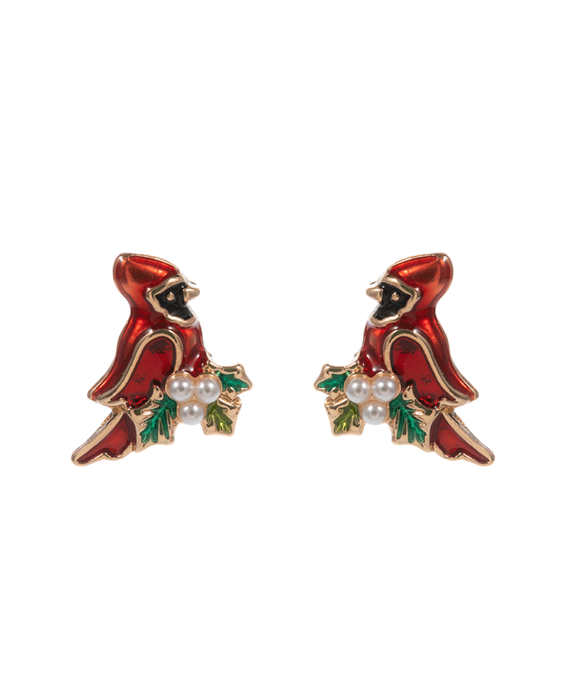 Cardinal w/ Pearl Holly Hypo Titanium Earring - 0.75