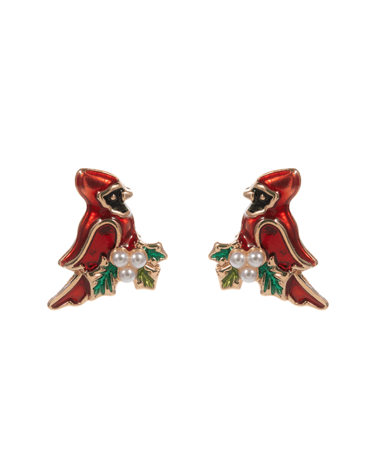 Cardinal w/ Pearl Holly Hypo Titanium Earring - 0.75
