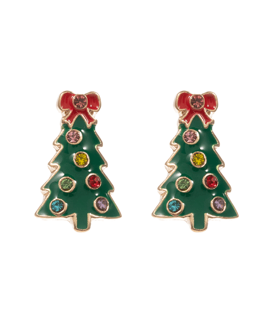 Christmas Tree Enamel w/ Stones Hypo Earring - 0.25"