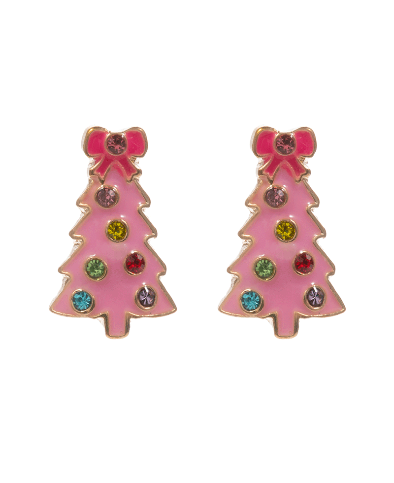 Christmas Tree Enamel w/ Stones Hypo Earring - 0.25"