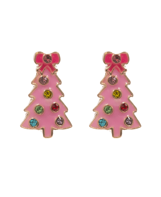 Christmas Tree Enamel w/ Stones Hypo Earring - 0.25"
