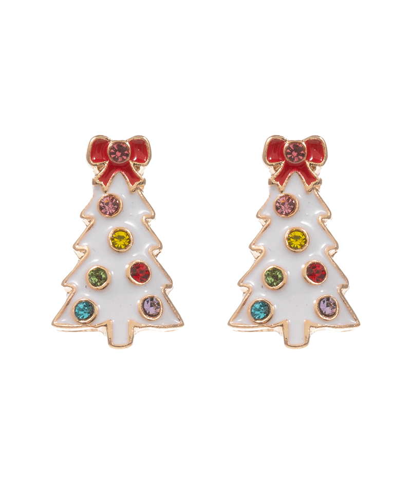 Christmas Tree Enamel w/ Stones Hypo Earring - 0.25"