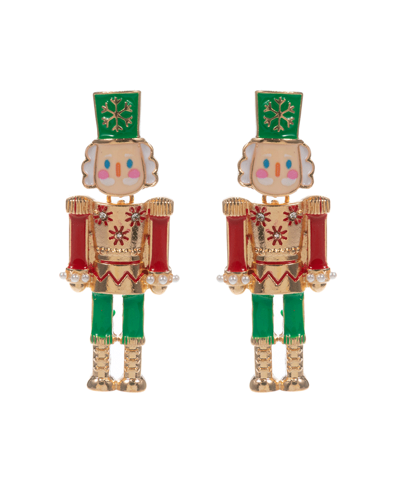 Nut Cracker Enamel Hypo Earring - 1.75"