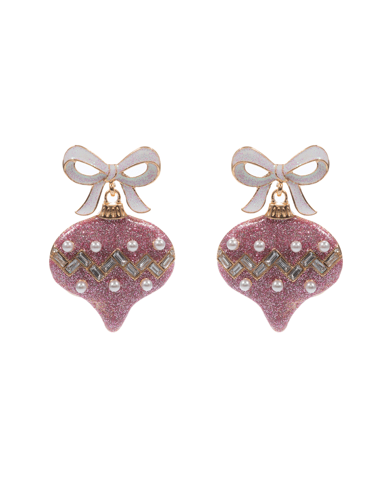 Enameled Bow w/ Ornament Hypo Earring - 2.0"