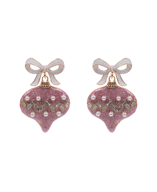 Enameled Bow w/ Ornament Hypo Earring - 2.0"