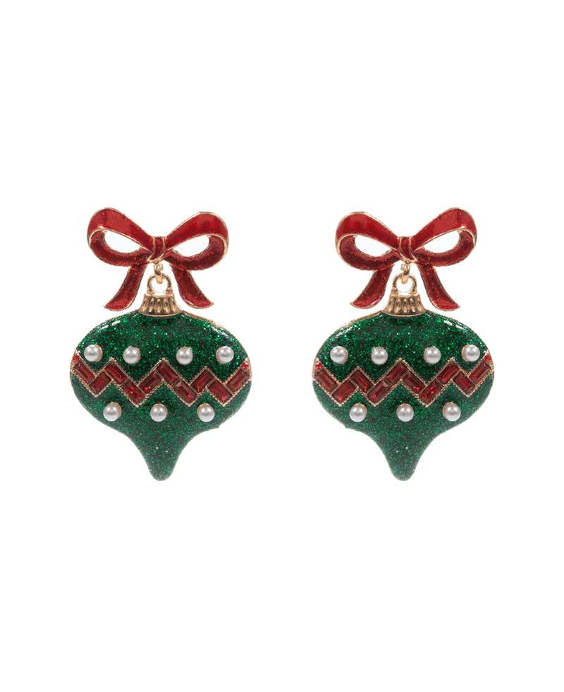 Enameled Bow w/ Ornament Hypo Earring - 2.0"