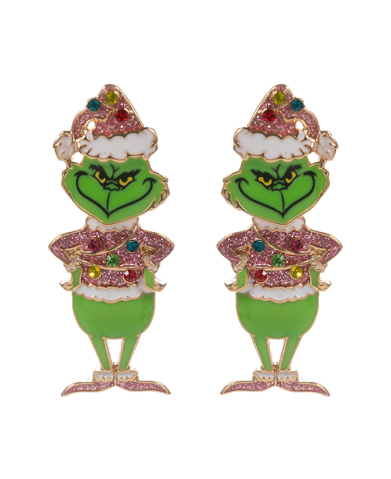 Green Monster Enamel Hypo Earring - 1.75"