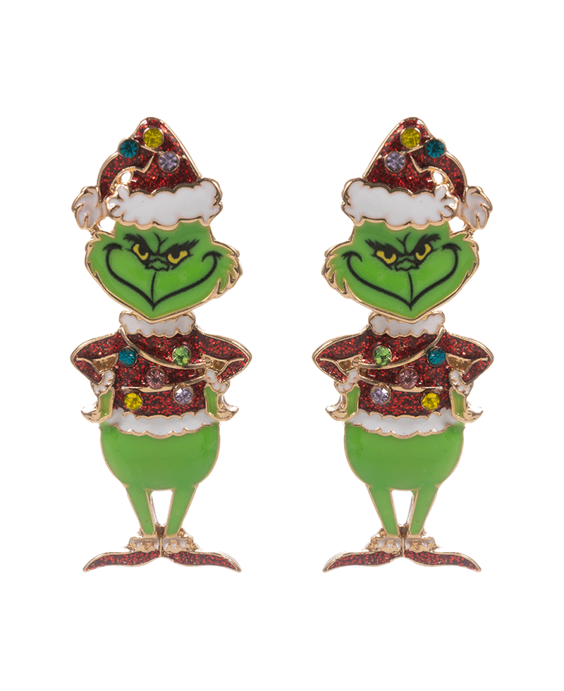 Green Monster Enamel Hypo Earring - 1.75"