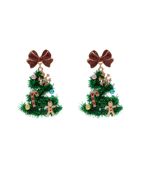 Christmas Tree w/ Mixed Ornaments Hypo Earring - 2.0"