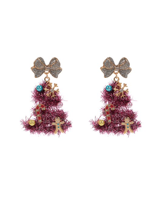 Christmas Tree w/ Mixed Ornaments Hypo Earring - 2.0"