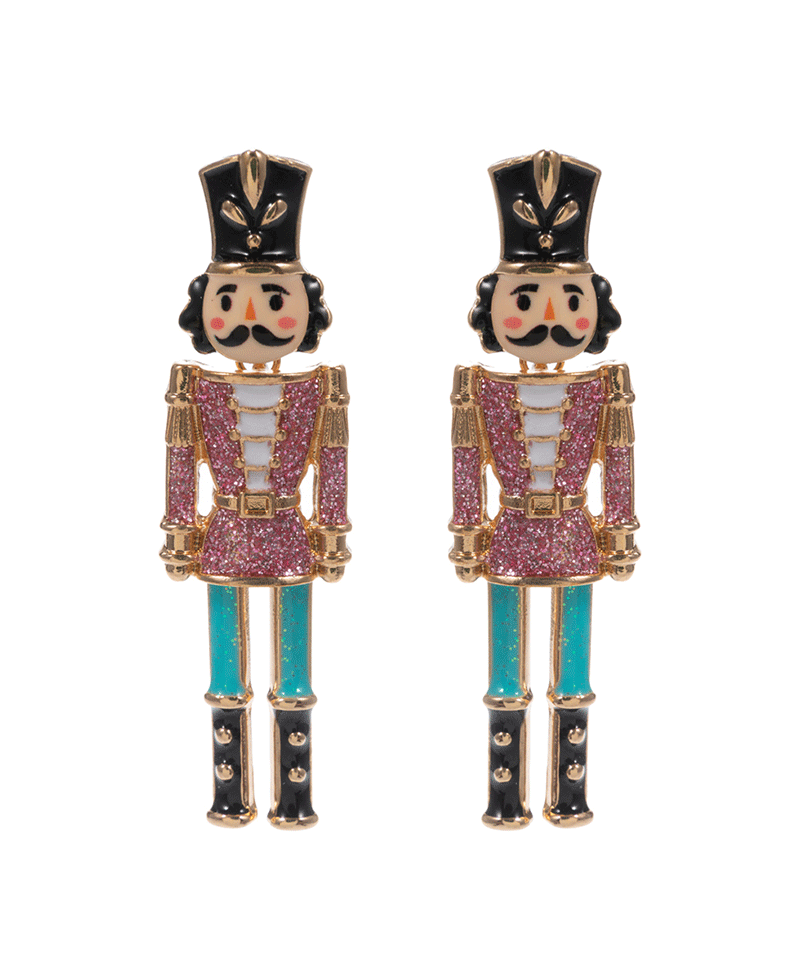 Nut Cracker Enamel Hypo Earring - 2.25"