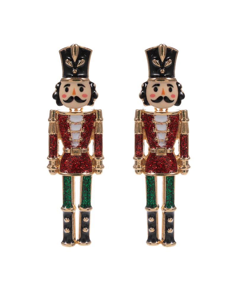 Nut Cracker Enamel Hypo Earring - 2.25"
