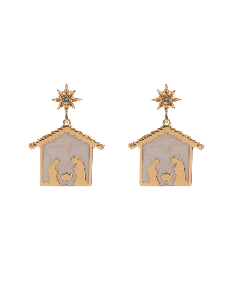 Nativity Pearlized Enamel Hypo Earring - 2.0"