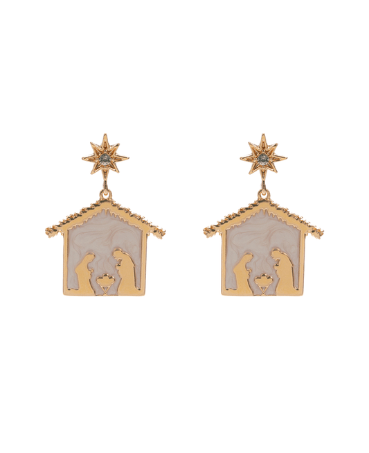 Nativity Pearlized Enamel Hypo Earring - 2.0"